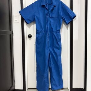 Vtg mens 80’s TOPPS Sz L, Deadstock Blue Coverall Short Sleeve Utility U.S.AMade